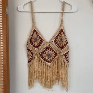 Boho Crochet Fringe Top